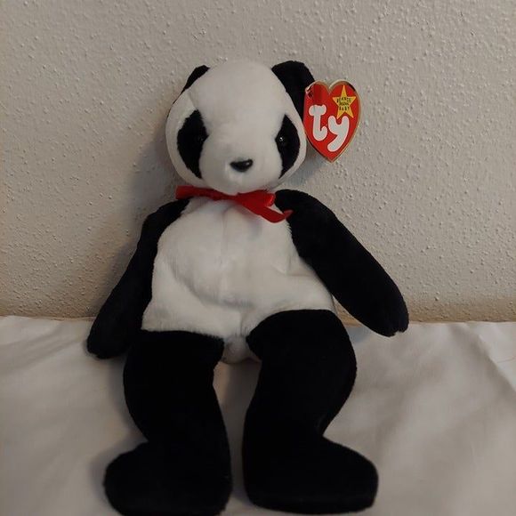 TY Beanie Baby - Fortune the Panda Bear (8 inch) - MWMT's Stuffed Animal Toy - Picture 1 of 10